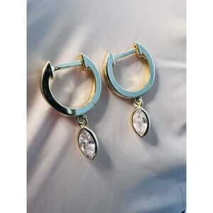 PAVOI 14K Gold Plated Huggie Hoop Earrings 925 Sterling Silver Zirconia Dangle